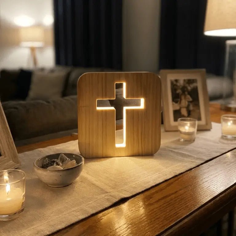 Lumen - Wooden Cross Lamp - Feylona