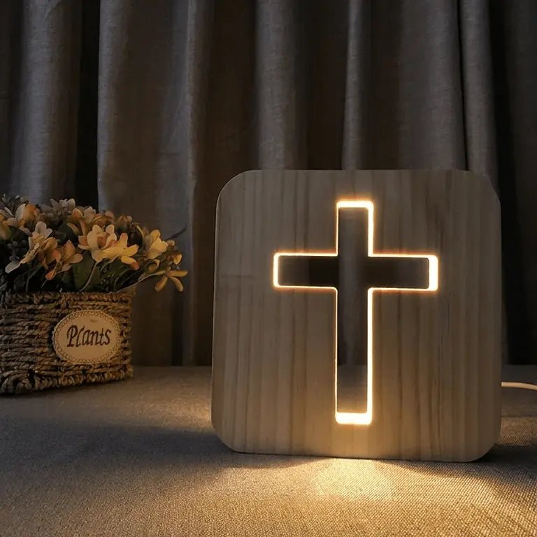 Lumen - Wooden Cross Lamp - Feylona