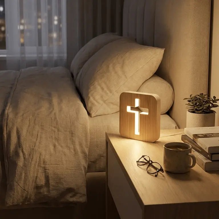 Lumen - Wooden Cross Lamp - Feylona