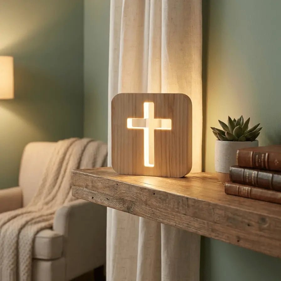 Lumen - Wooden Cross Lamp - Feylona