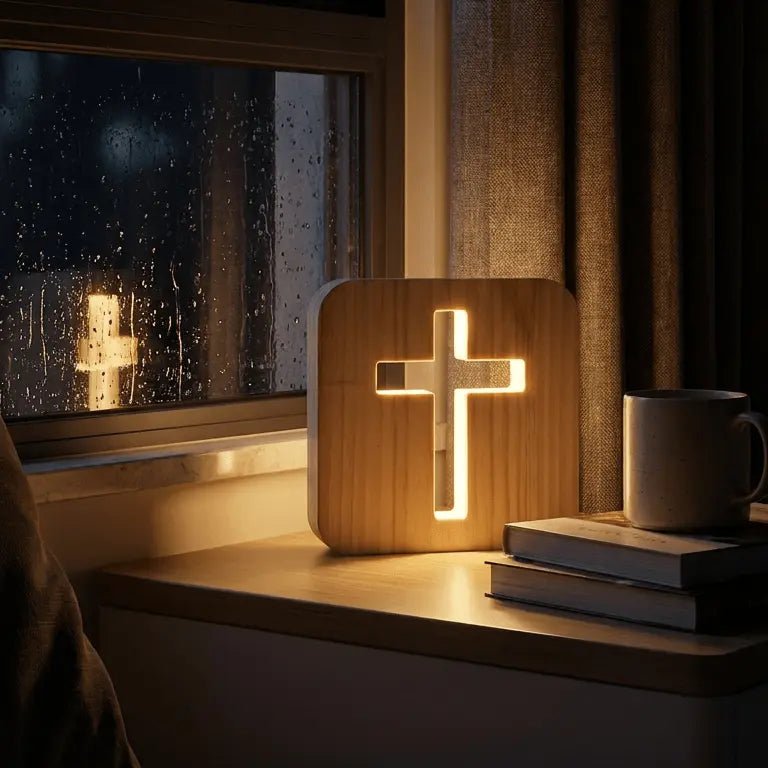 Lumen - Wooden Cross Lamp - Feylona
